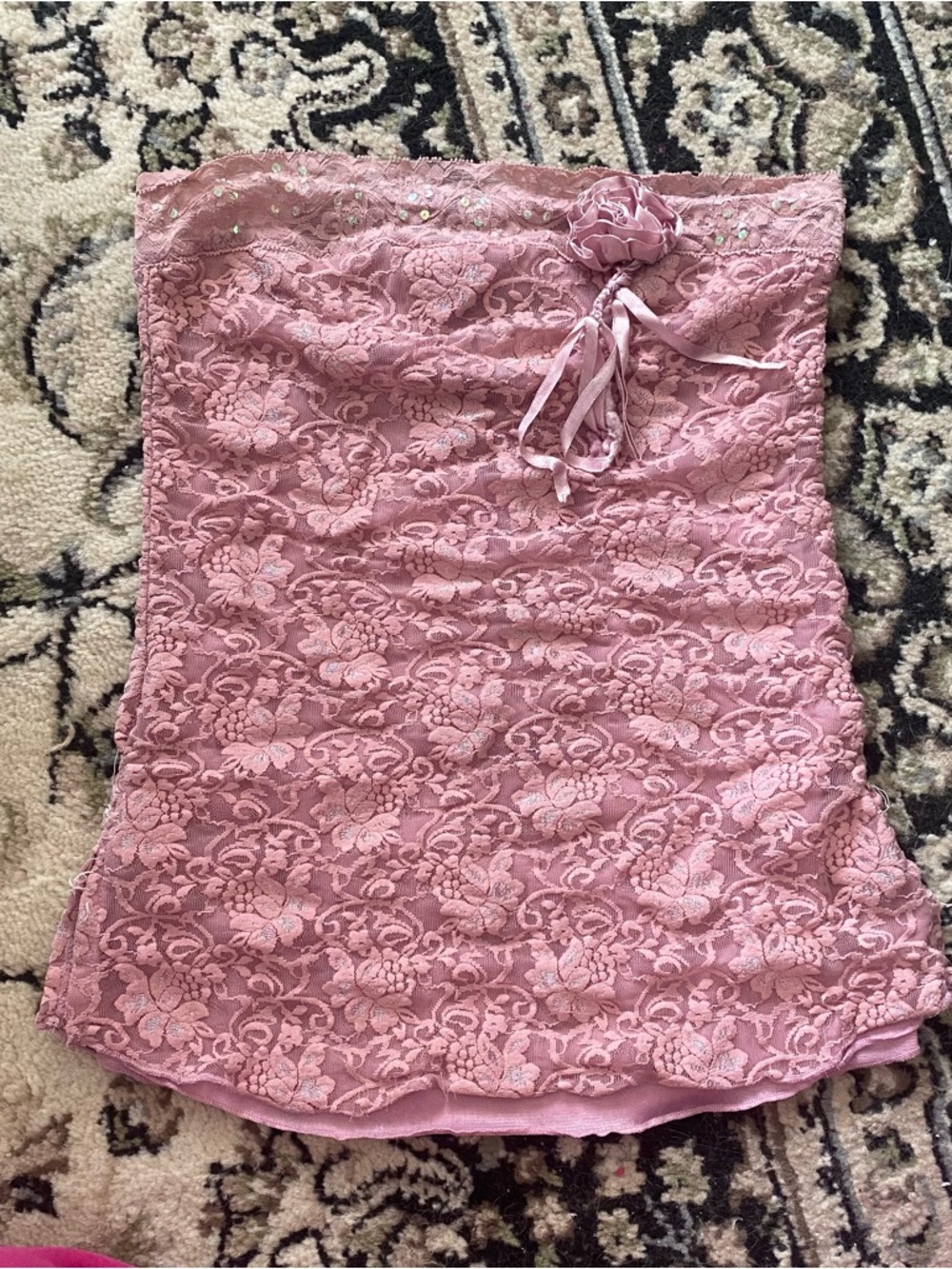 Pink Floral Lace Tube Tank Top Size small